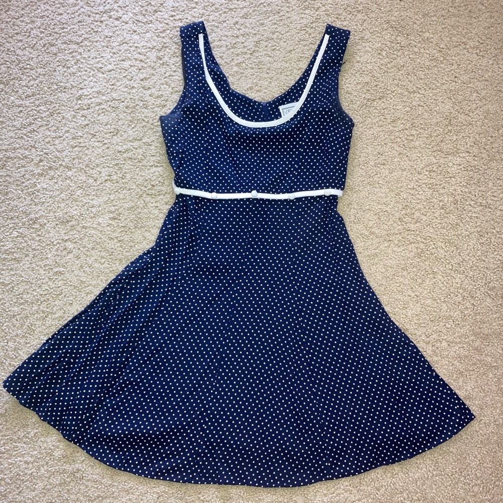 Navy and white polka for dress.